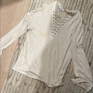 IRO Cream Long Sleeve Cut Out Blouse